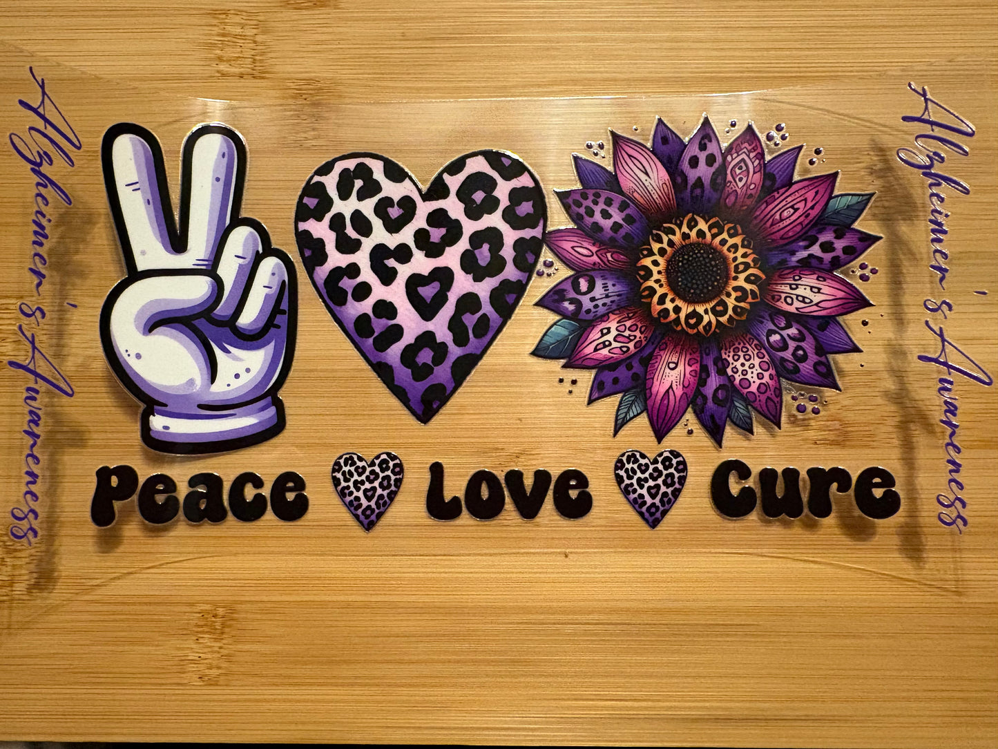 Peace love cure Alzheimer’s awareness 