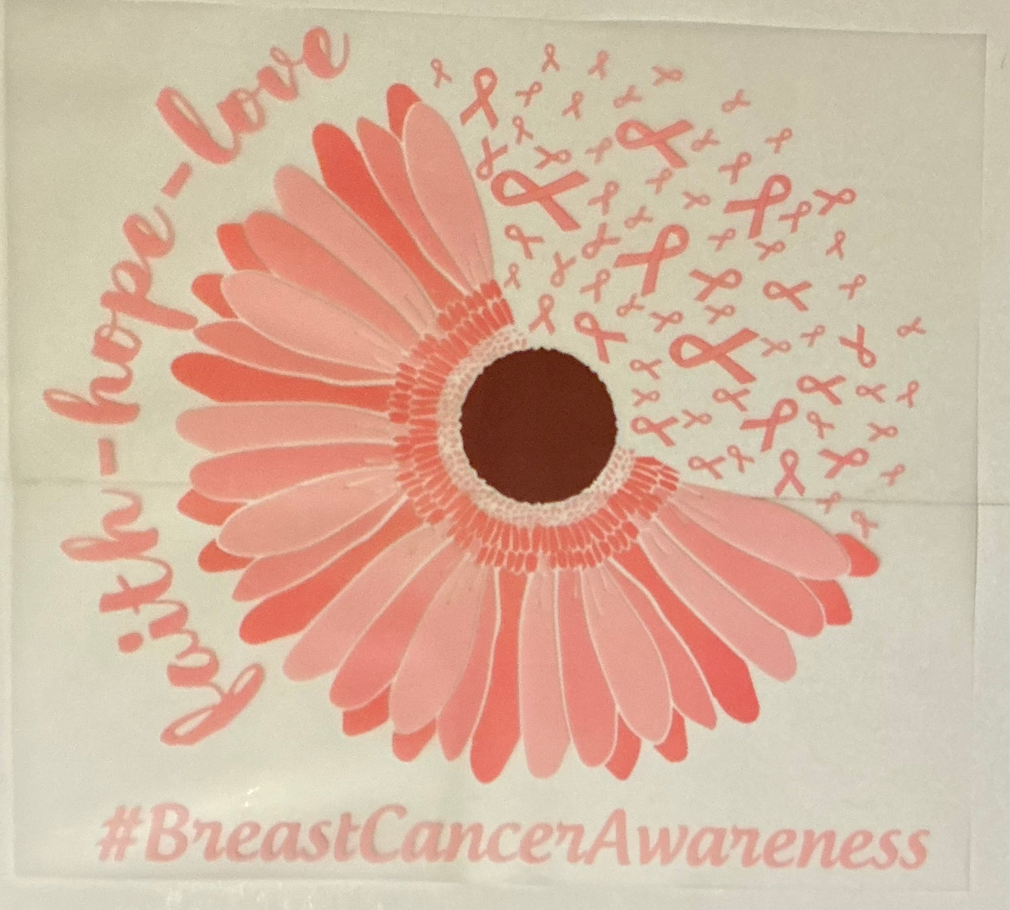Faith, hope, love breast cancer awareness sunflower