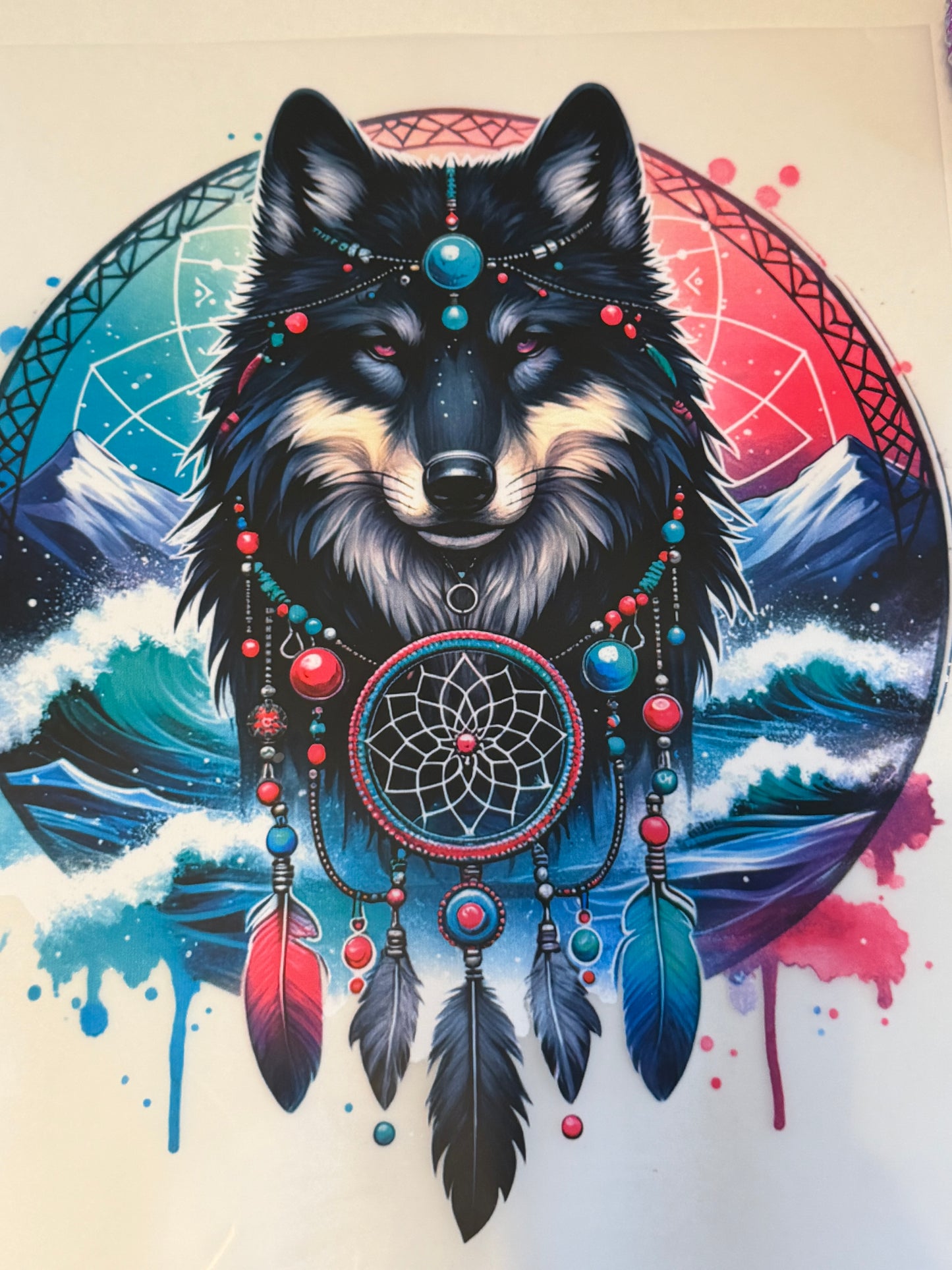 Wolf with dream catcher