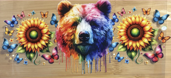 Colorful Bear with Sunflowers