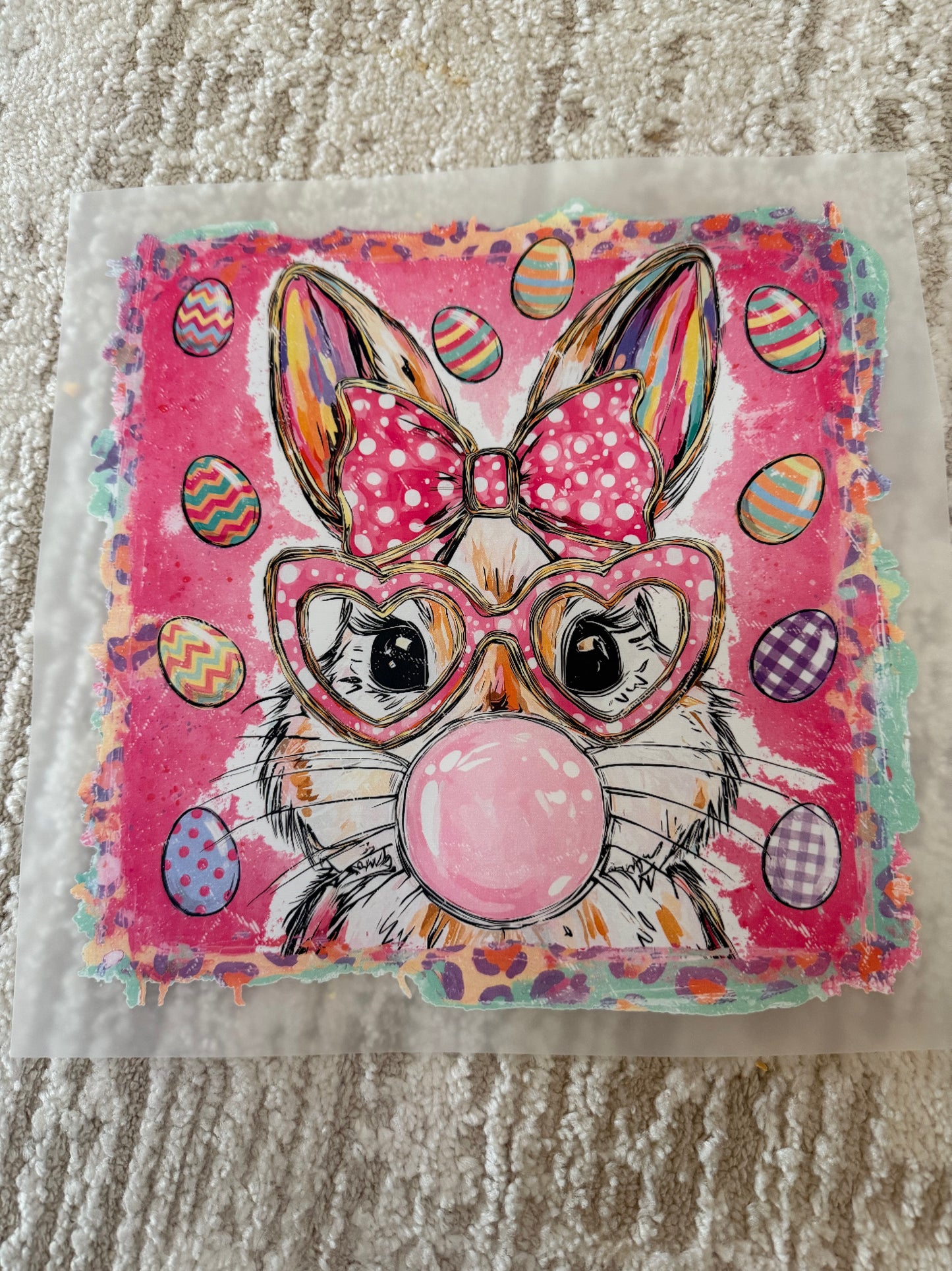 Easter bunny with bubble gum