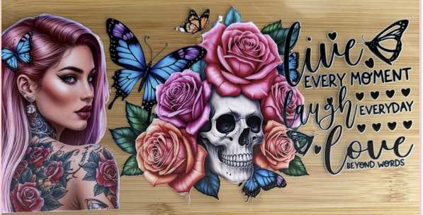 live every moment girl and skull
