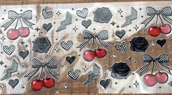 cherry with checkered bows
