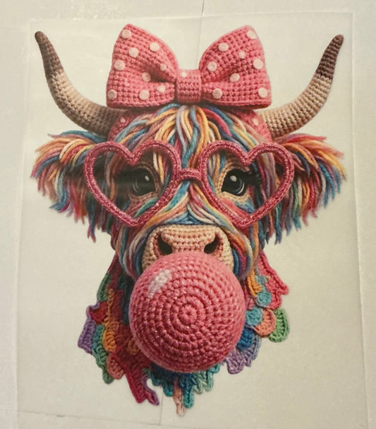 Knit bubblegum cow