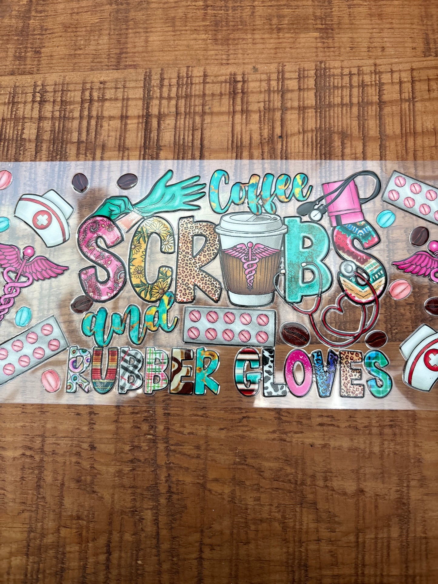 Coffee scrubs and rubber gloves
