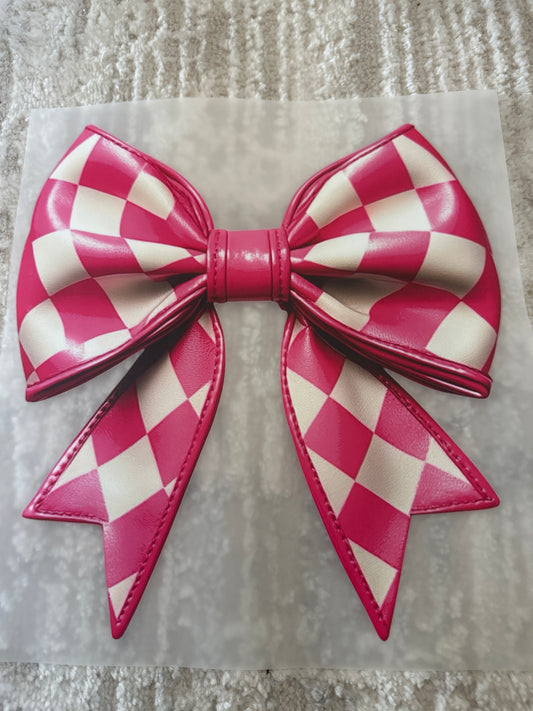 Pink leather bow