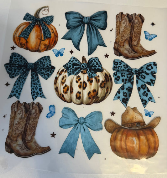 Blue Pumpkin and Boots and Bows