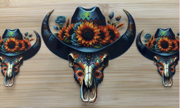 Bull Skull with Flowers 2