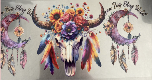 Bull Skull with Flowers