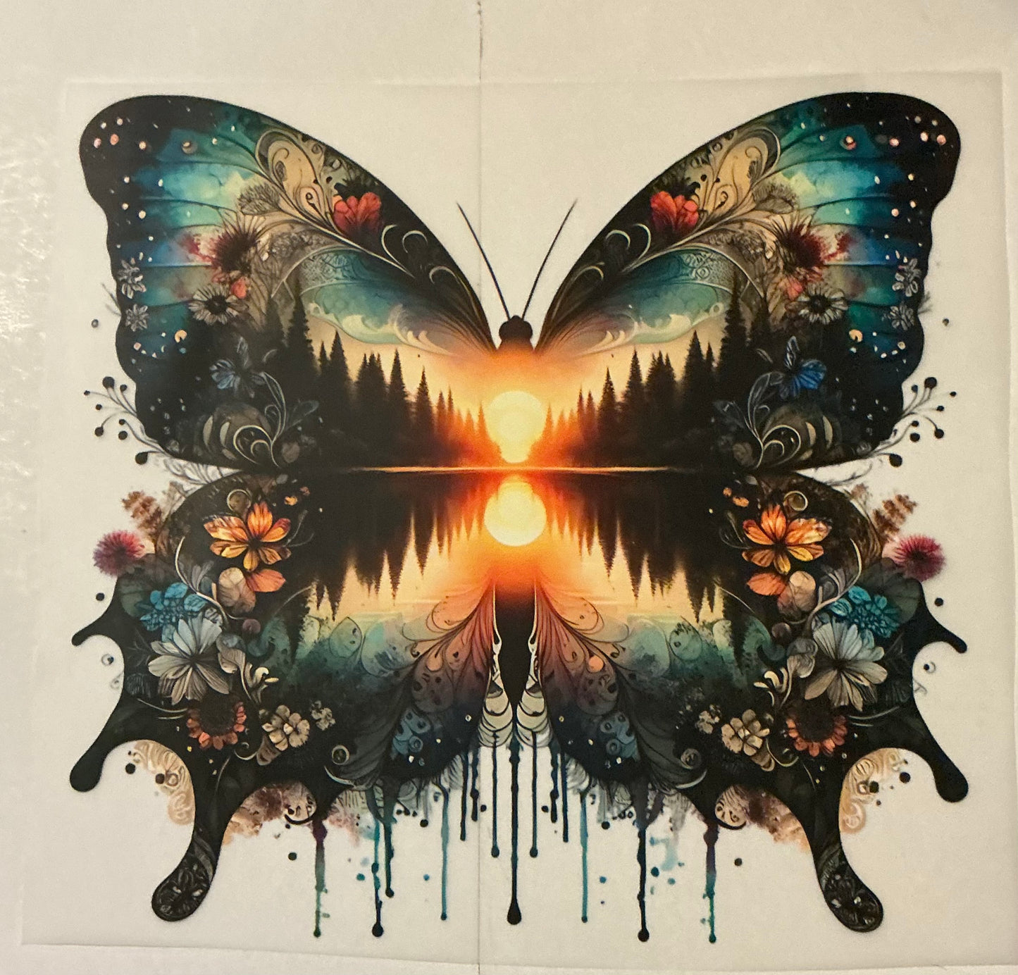 Floral sunset butterfly