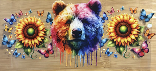 Colorful Bear with Sunflowers