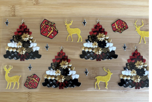 Fabric Christmas Trees with Reindeer