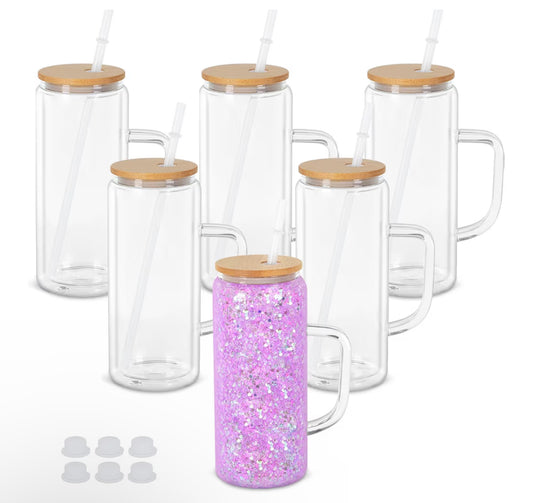 20 Oz Snow Globe Glass Cup With Handle