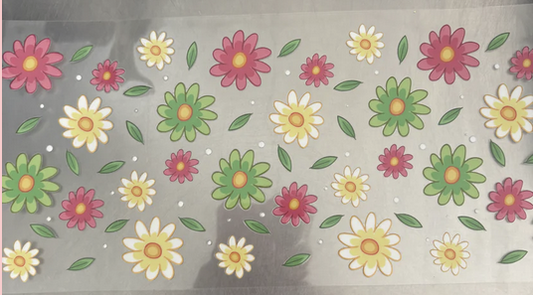 Green, White, Pink Flowers