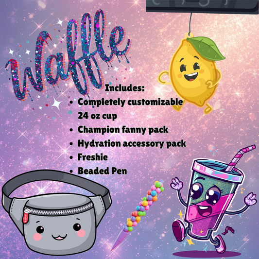 Waffle- 24oz Snowglobe (custom) with Drip and Name and more
