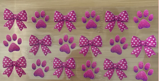 Pink Paw Prints and Bows