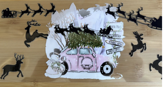 Pink VW Bug with Reindeer