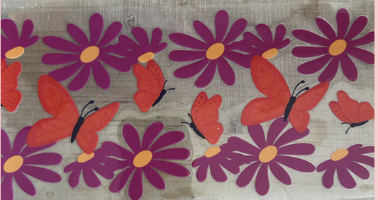 Red Flowers and Butterflies