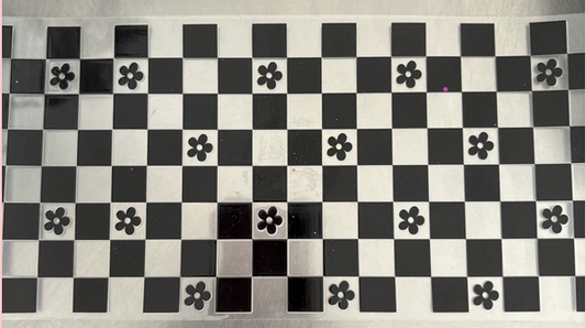 checkered w flowers