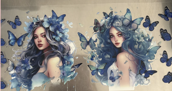 girl w blue butterflies