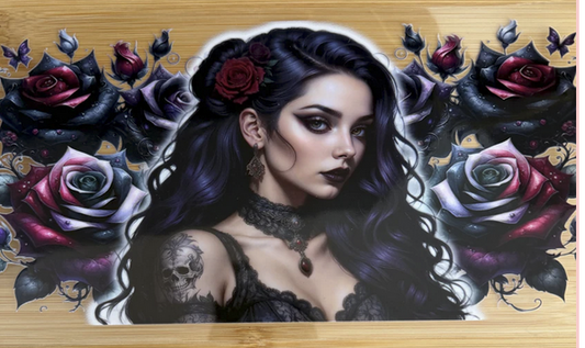goth girl with flowers