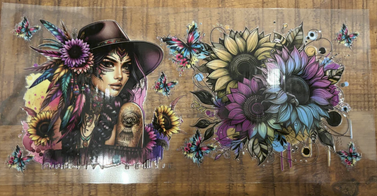 Tattoo Girl with Sunflowers