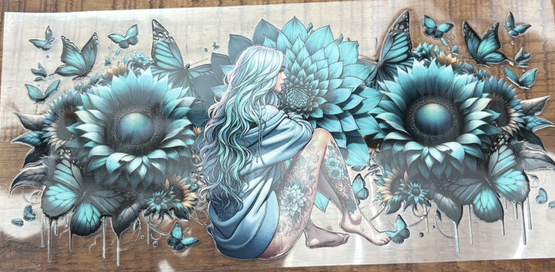 Girl with Blue Flowers