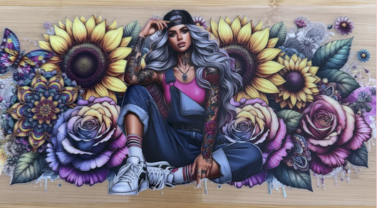 Tattoo Girl with Flowers